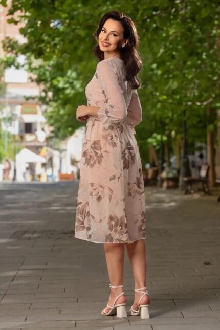 rochie de zi vaporoasă voal cu flori