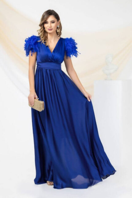 rochie eleganta voal albastru