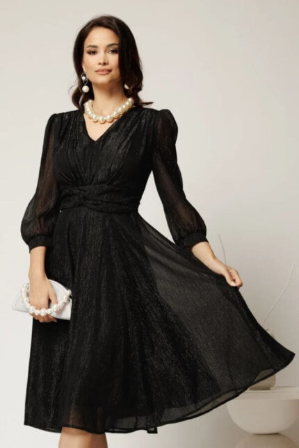 rochie de ocazie neagra clos din voal fin