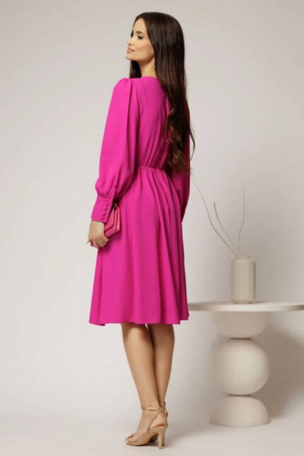 rochie fucsia eleganta voal fusta clos