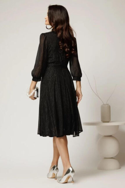 rochie neagra din voal cu sclipici