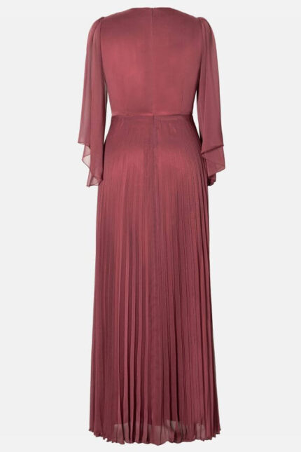 rochie de nunta burgundy cu maneci trei sferturi