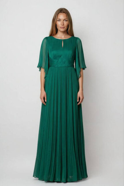 rochie de seara verde lunga matase naturala dama