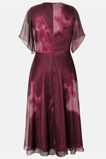 rochie voal eleganta peste genunchi ciclam
